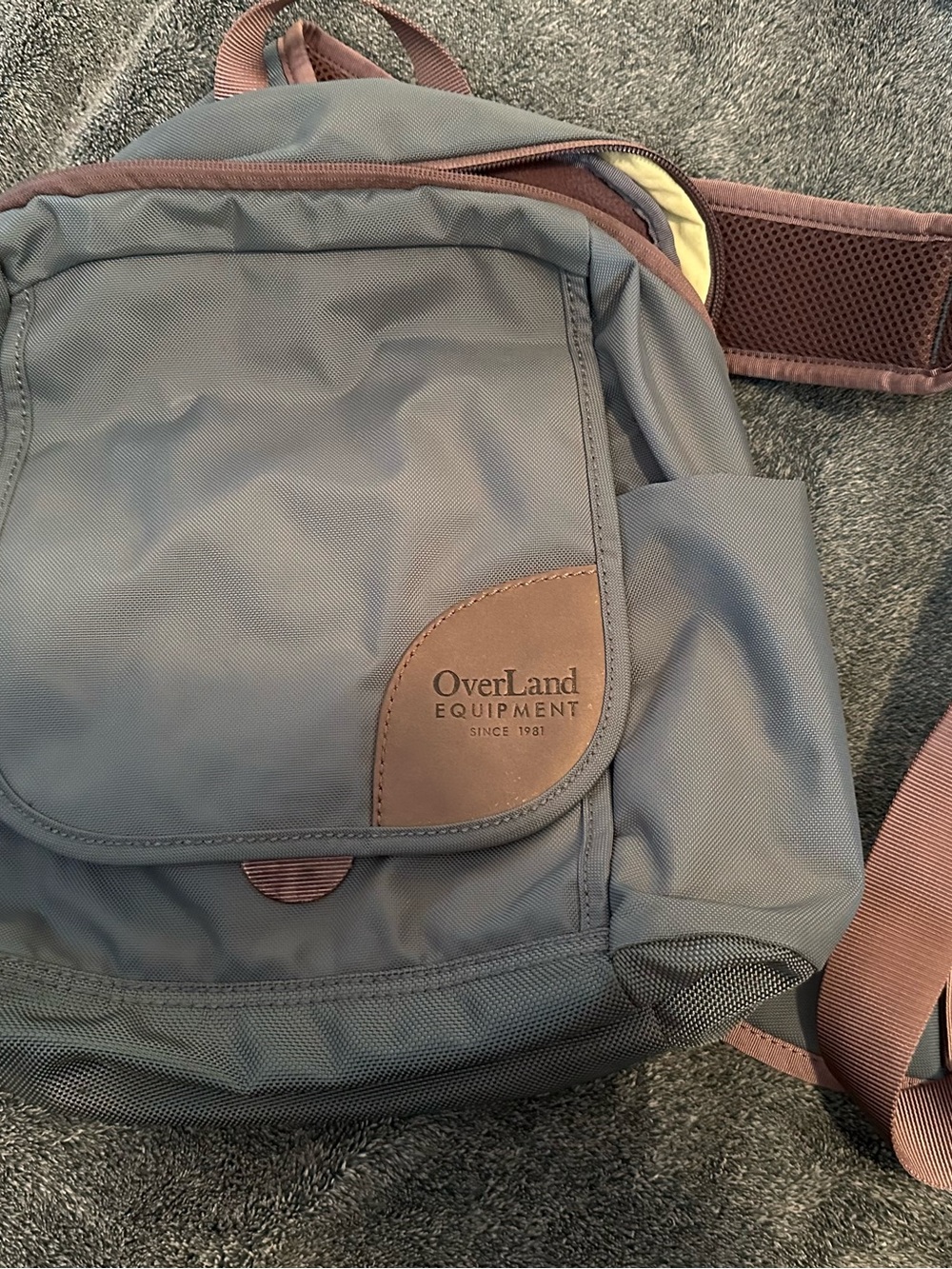 Overland Equipment Women's Gray Shoulder Bag with Brown Accents